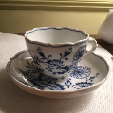 Meissen blue onion cups and saucers