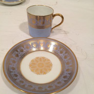 Close up of Sevres demitasse cups