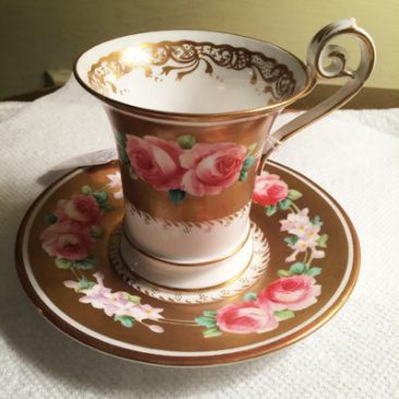 English pink rose cabinet cup and saucer