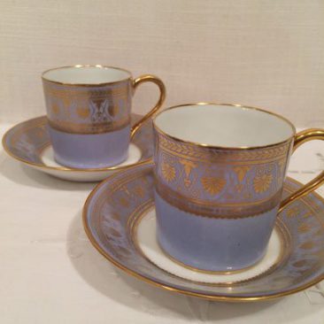 Pair of Sevres demitasse cups and saucers